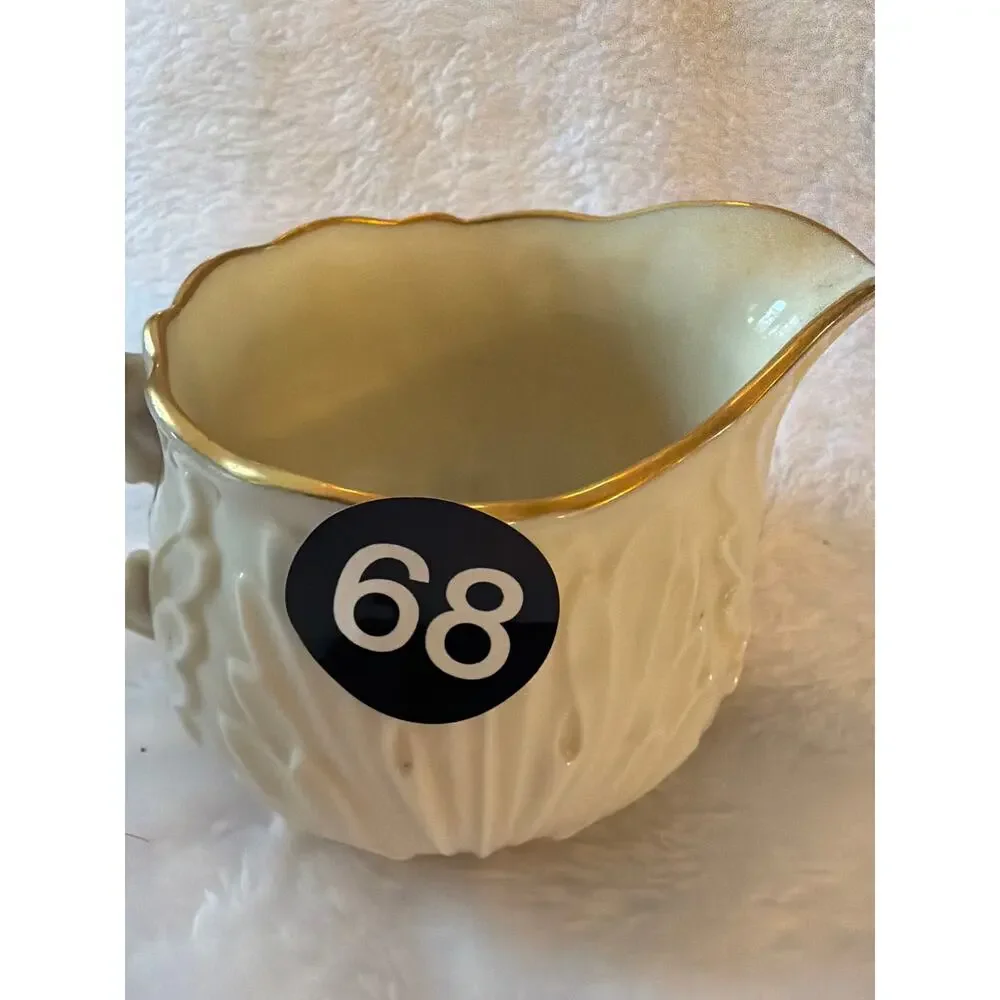 Lenox Cream Gold Trim Creamer Pitcher Leaf Pattern Fine China Made in USA VTG